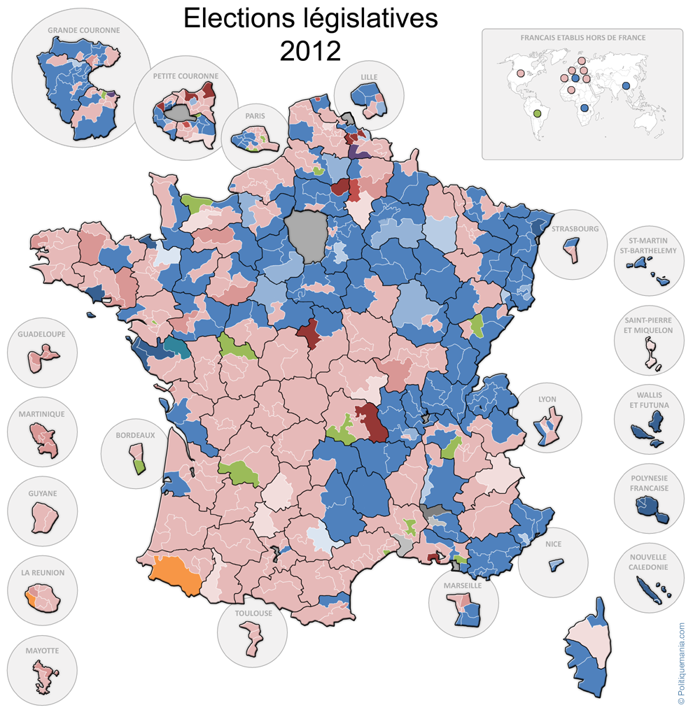 Carte des rsultats des lections lgislatives de 2012