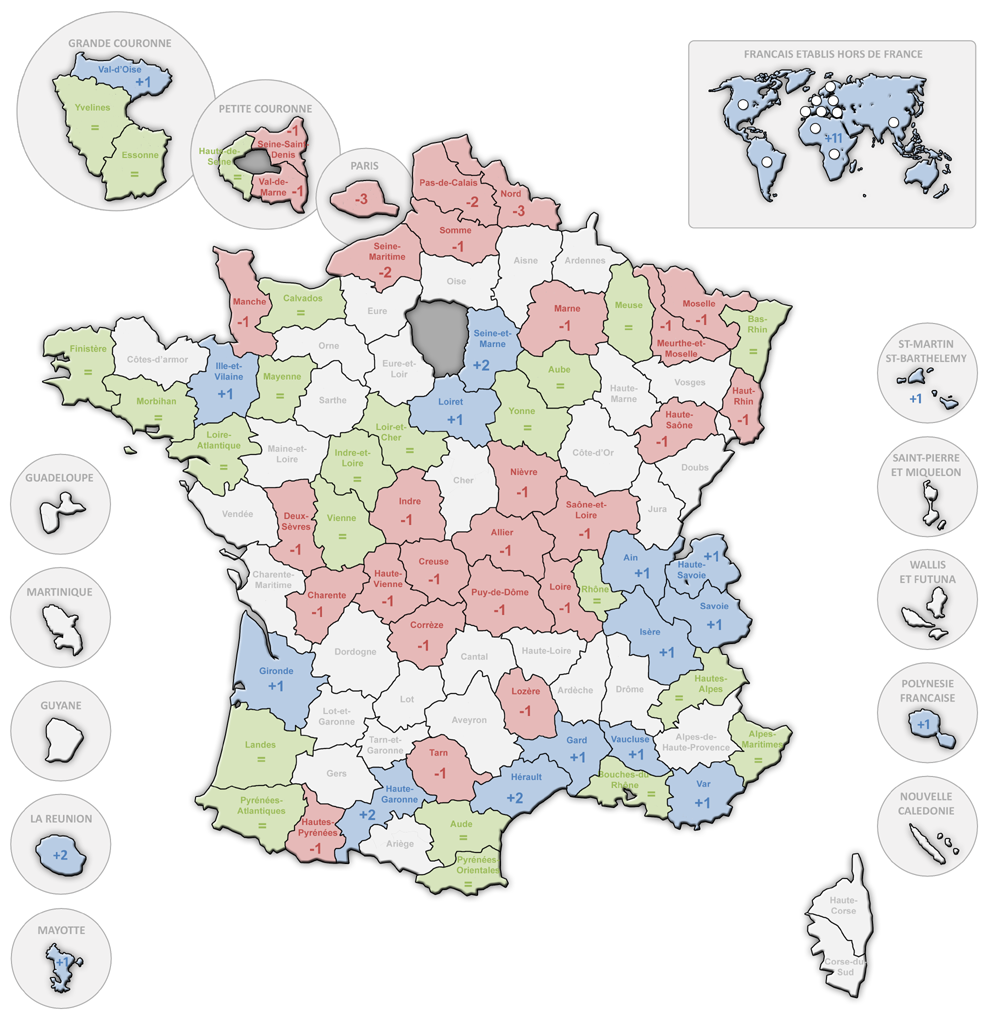 Carte des modifications du decoupage lectoral