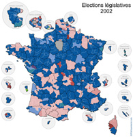 Carte des rsultats des lections lgislatives de 2002