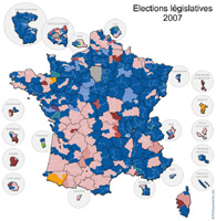 Carte des rsultats des lections lgislatives de 2007